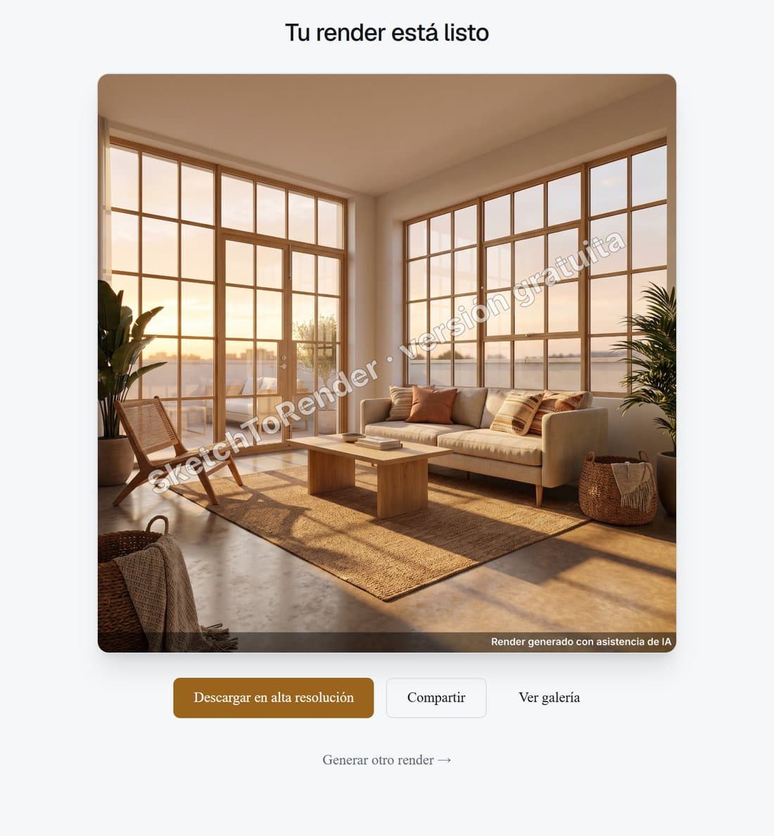 Render fotorrealista generado por SketchToRender